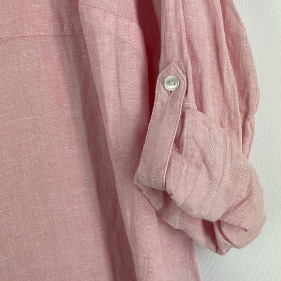Charter Club 100% Linen Light Pink Button Up Shirt - Picture 3 of 5